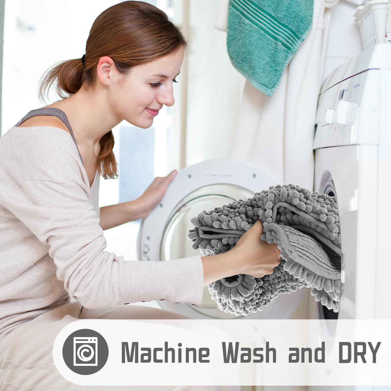 Yimobra Original Luxury Shaggy Bath Mat  Runer Rugs 44.1 X 24 Inches  Super Absorbent Water  Non-Slip  Machine-Washable  Soft and Cozy  Thick Modern for Bathroom Bedroom  Gray